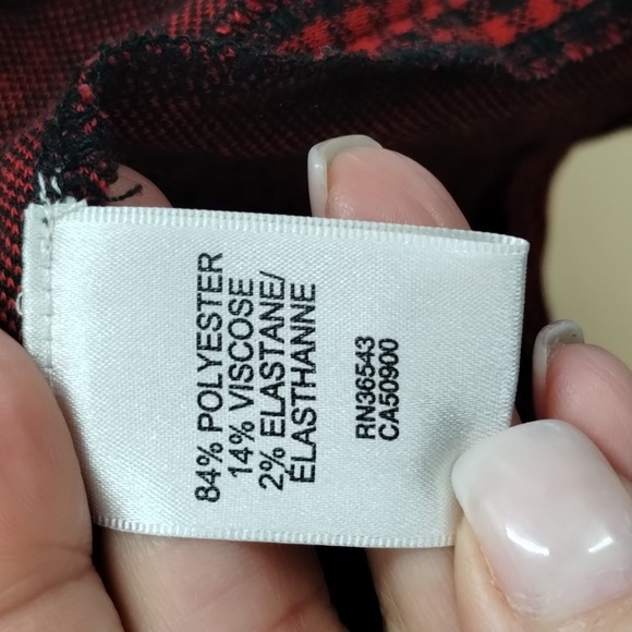 Van Heusen red black check blouse size large elbow sleeve with stretch VanHeusen - Picture 4 of 6